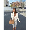 image:imageLASLULU Womens Tie Front Pilates Wrap Tops Long Sleeve Shrug Cardigan  Tie Front Wrap Shrug Top with Sexy V NeckLong Sleeve Workout Bolero Cardigan for PilatesYogaBalletGym Daily WearBeige