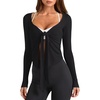 image:imageLASLULU Womens Tie Front Pilates Wrap Tops Long Sleeve Shrug Cardigan  Tie Front Wrap Shrug Top with Sexy V NeckLong Sleeve Workout Bolero Cardigan for PilatesYogaBalletGym Daily WearBlack