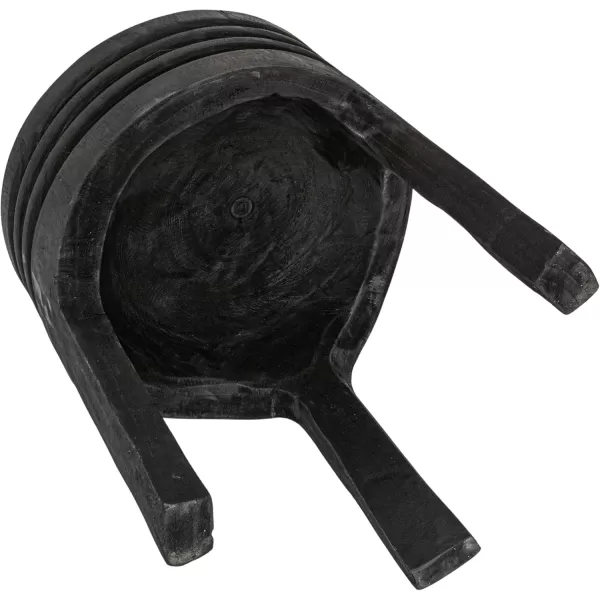 Creative CoOp Boho HandCarved Paulownia Wood Stool NaturalBlack