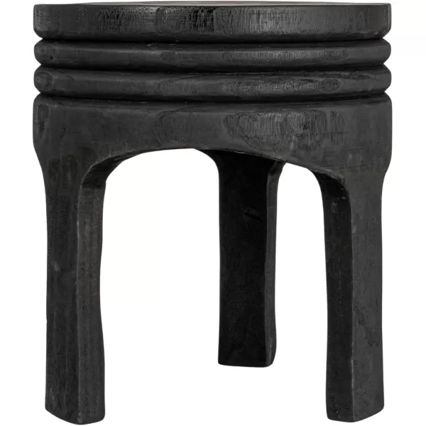 Creative CoOp Boho HandCarved Paulownia Wood Stool NaturalBlack