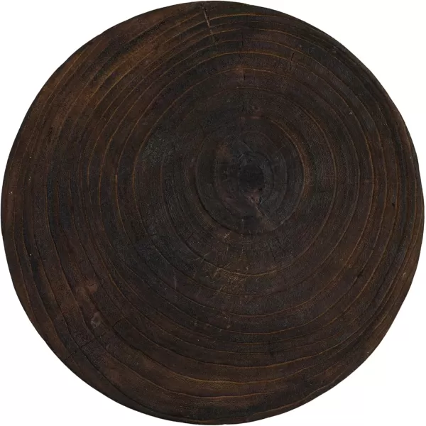 Creative CoOp Boho HandCarved Paulownia Wood Stool NaturalDark Brown Stained