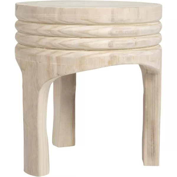 Creative CoOp Boho HandCarved Paulownia Wood Stool NaturalNatural
