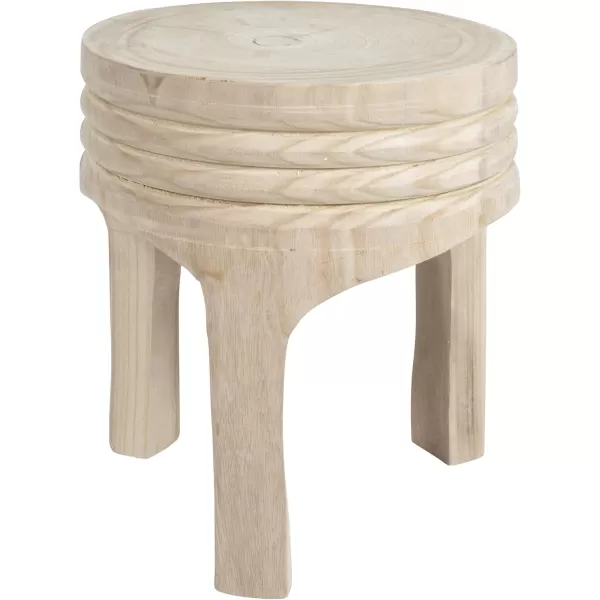 Creative CoOp Boho HandCarved Paulownia Wood Stool NaturalNatural