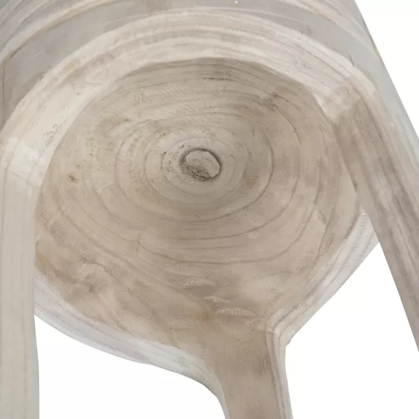 Creative CoOp Boho HandCarved Paulownia Wood Stool NaturalNatural