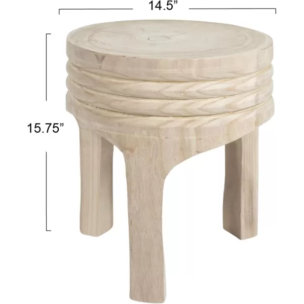 Creative CoOp Boho HandCarved Paulownia Wood Stool NaturalNatural