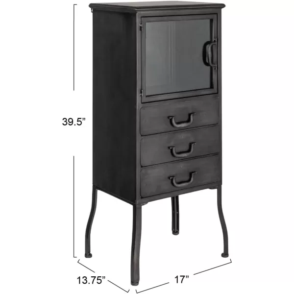 Creative CoOp Metal Cabinet with 3 DrawersBlack