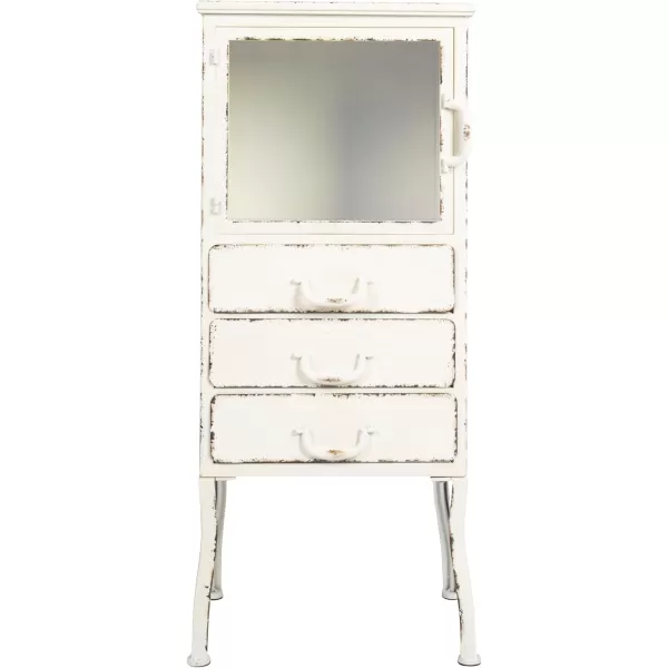 Creative CoOp Metal Cabinet with 3 DrawersDistressed White