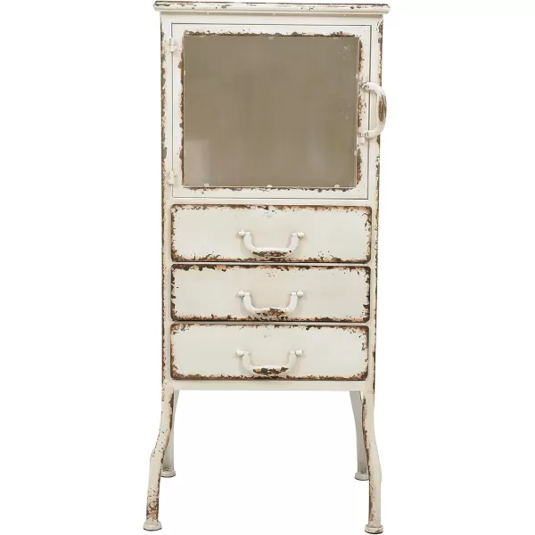 Creative CoOp Metal Cabinet with 3 DrawersDistressed White
