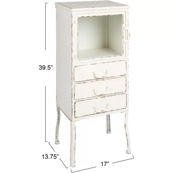 Creative CoOp Metal Cabinet with 3 DrawersDistressed White