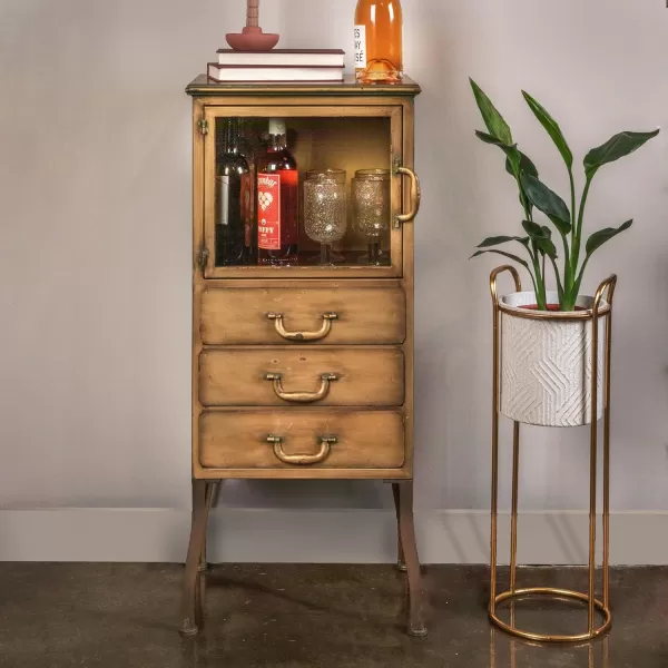 Creative CoOp Metal Cabinet with 3 DrawersGold