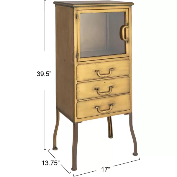 Creative CoOp Metal Cabinet with 3 DrawersGold