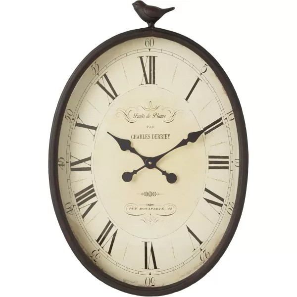 Creative CoOp Oval Metal Wall Clock with Bird