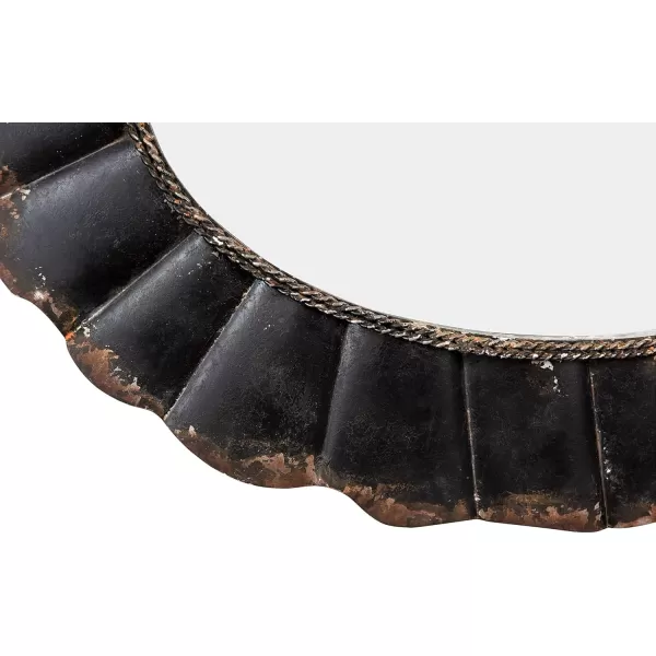 Creative CoOp Oval Mirror with Distressed Black Scalloped Metal Frame