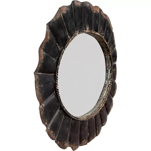 Creative CoOp Oval Mirror with Distressed Black Scalloped Metal Frame