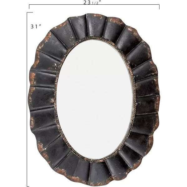 Creative CoOp Oval Mirror with Distressed Black Scalloped Metal Frame