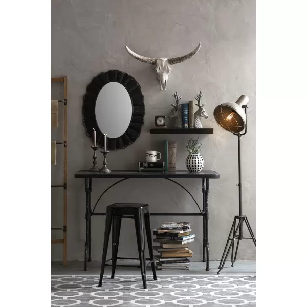 Creative CoOp Oval Mirror with Distressed Black Scalloped Metal Frame
