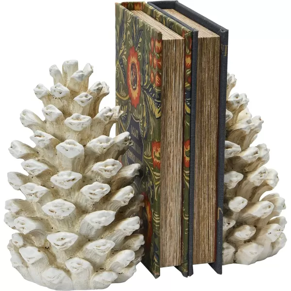 Creative CoOp Pinecone Shaped Resin Bookends Set of 2 PiecesAntique White