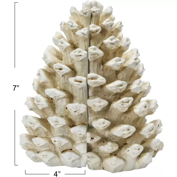 Creative CoOp Pinecone Shaped Resin Bookends Set of 2 PiecesAntique White