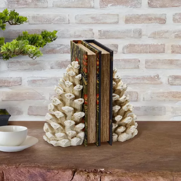 Creative CoOp Pinecone Shaped Resin Bookends Set of 2 PiecesAntique White