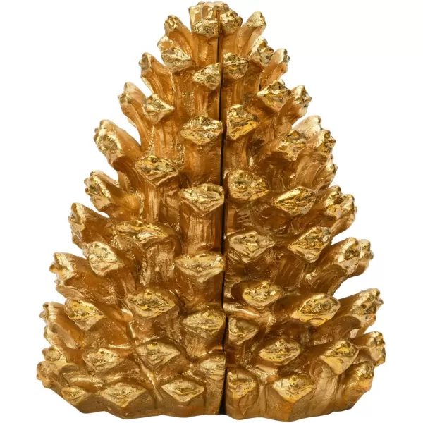 Creative CoOp Pinecone Shaped Resin Bookends Set of 2 PiecesGold Finish