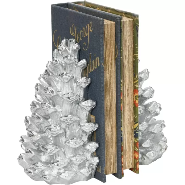 Creative CoOp Pinecone Shaped Resin Bookends Set of 2 PiecesSilver