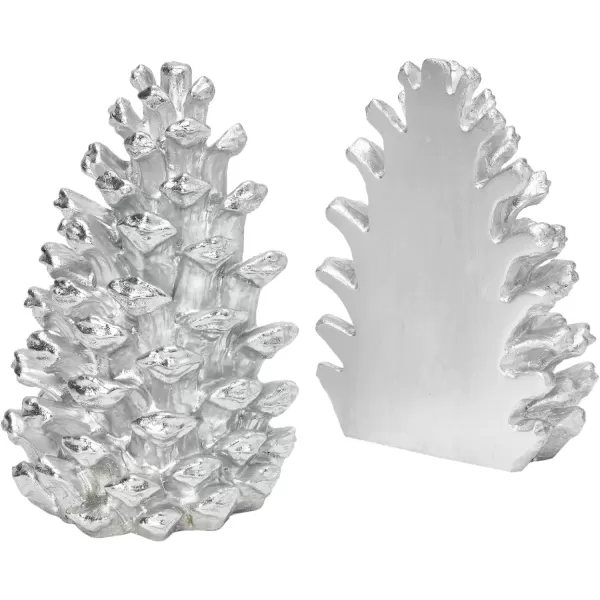 Creative CoOp Pinecone Shaped Resin Bookends Set of 2 PiecesSilver