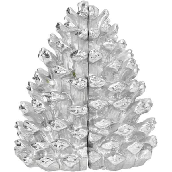 Creative CoOp Pinecone Shaped Resin Bookends Set of 2 PiecesSilver