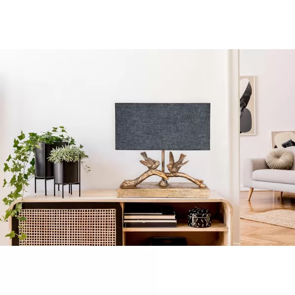 Creative CoOp Rustic Bird Lamp with Rectangle ShadeGold
