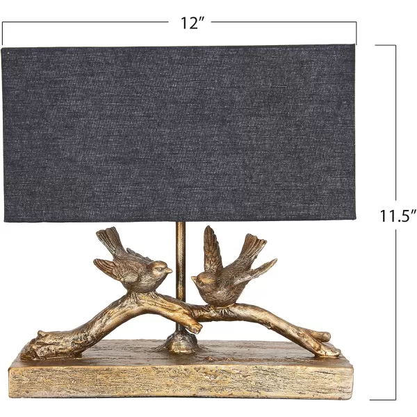 Creative CoOp Rustic Bird Lamp with Rectangle ShadeGold