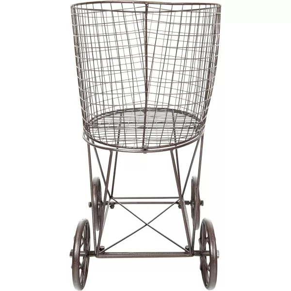Creative Coop Vintage Metal Laundry Basket with Wheels 25quot x 15quot x 26 34quot W x D x HBrown