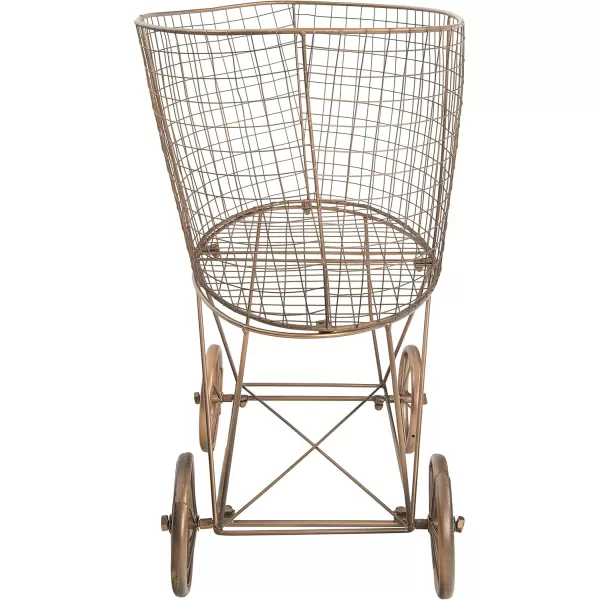 Creative Coop Vintage Metal Laundry Basket with Wheels 25quot x 15quot x 26 34quot W x D x HCopper
