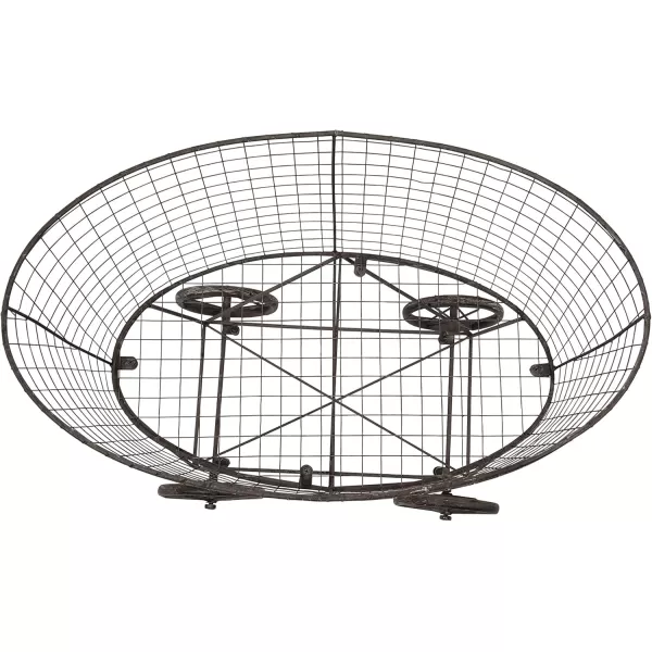 Creative Coop Vintage Metal Laundry Basket with Wheels 25quot x 15quot x 26 34quot W x D x HSilver