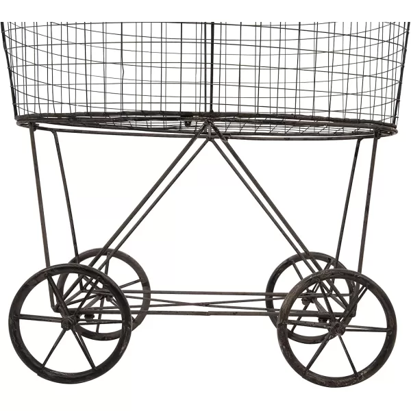 Creative Coop Vintage Metal Laundry Basket with Wheels 25quot x 15quot x 26 34quot W x D x HSilver