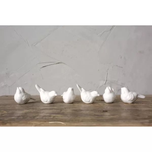 Set of 6 White Ceramic BirdsBirds