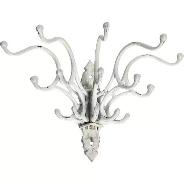 Creative CoOp Antique Cast Iron Wall Hooks in Rust FinishWhite