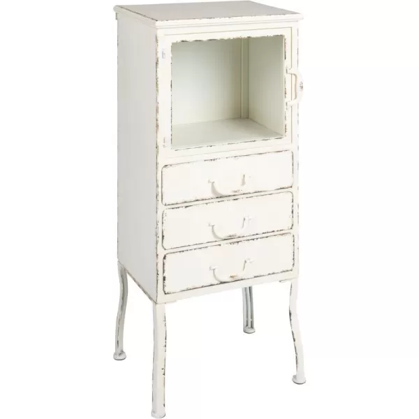 Creative CoOp Metal Cabinet with 3 DrawersDistressed White