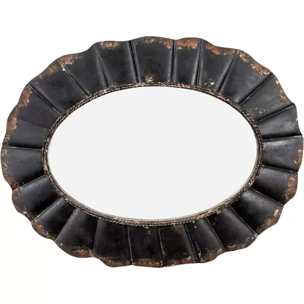 Creative CoOp Oval Mirror with Distressed Black Scalloped Metal Frame