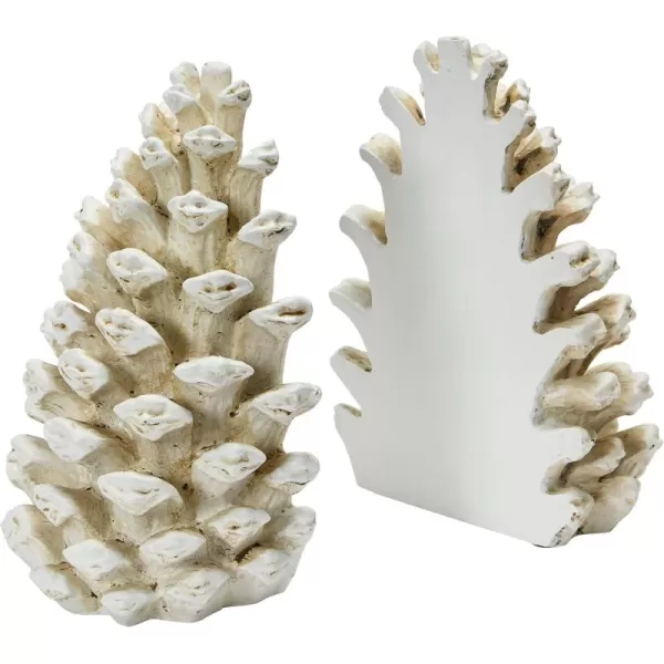 Creative CoOp Pinecone Shaped Resin Bookends Set of 2 PiecesAntique White