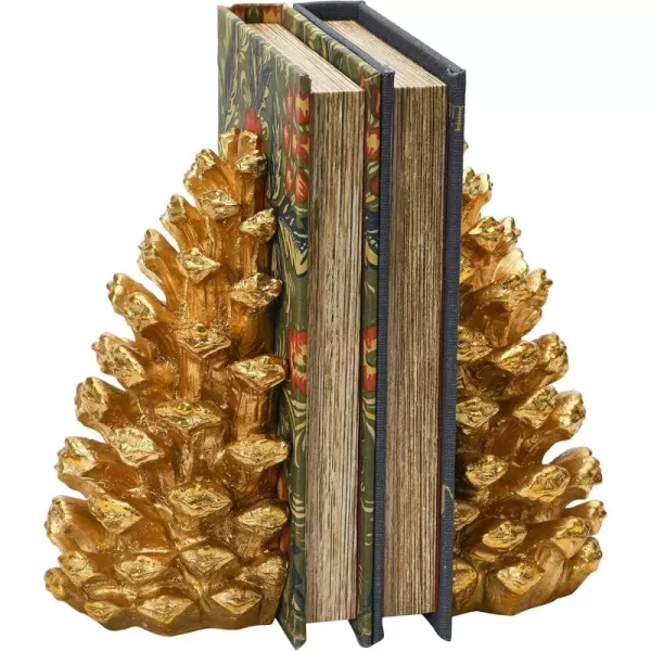 Creative CoOp Pinecone Shaped Resin Bookends Set of 2 PiecesGold Finish