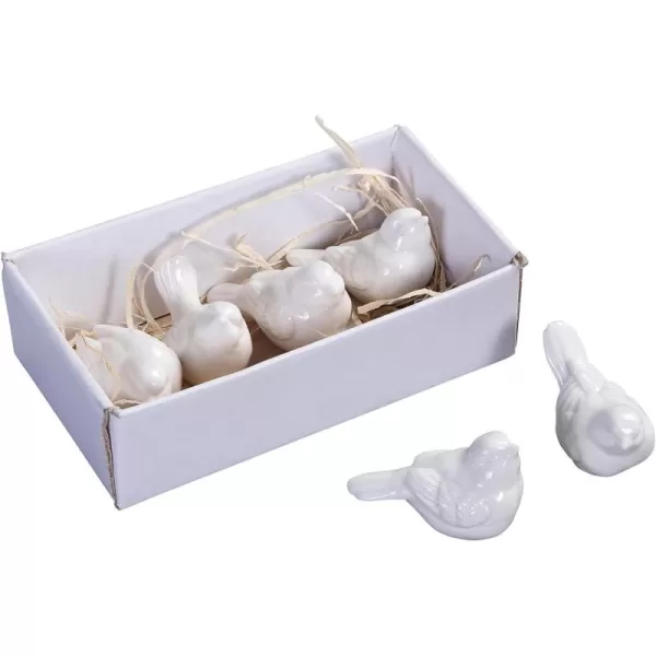 Set of 6 White Ceramic BirdsBirds