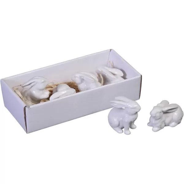 Set of 6 White Ceramic BirdsBunnies