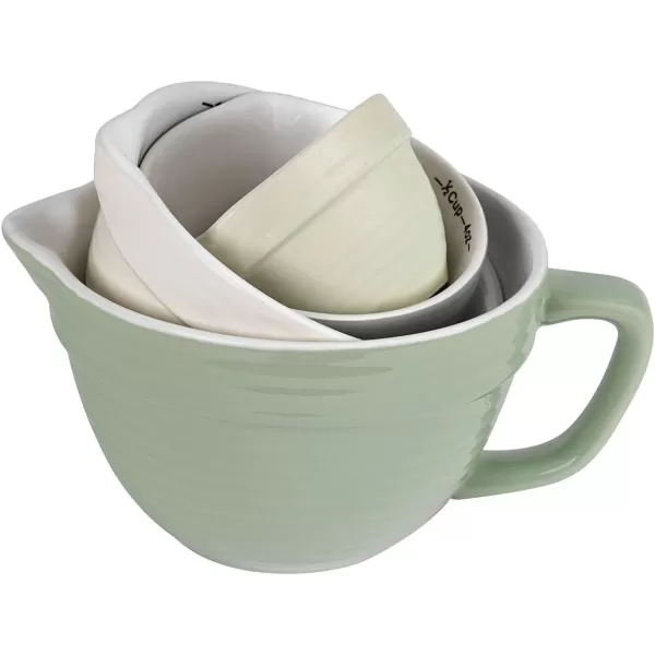 Creative CoOp Batter Bowl Shaped Measuring Cups in Greys Set of 4 SizesSeafoam Green