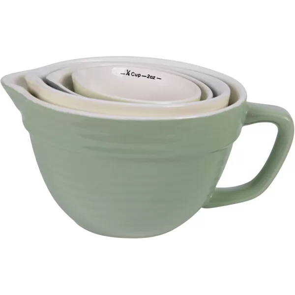 Creative CoOp Batter Bowl Shaped Measuring Cups in Greys Set of 4 SizesSeafoam Green