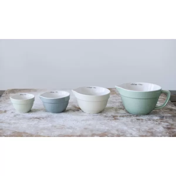 Creative CoOp Batter Bowl Shaped Measuring Cups in Greys Set of 4 SizesSeafoam Green
