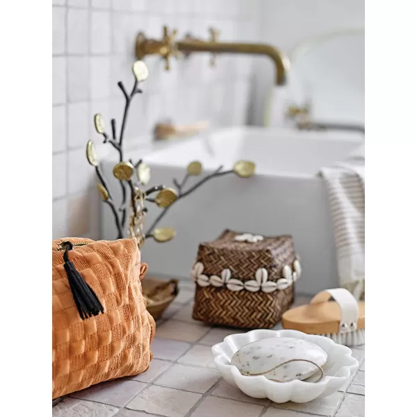 Creative CoOp Beech Wood Bath Elastic Band ampamp Metal Rivets Brush Brown