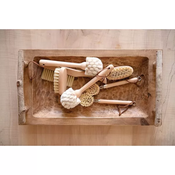 Creative CoOp Beech Wood Metal Decorative Accents ampamp Leather Strap Brush Tan
