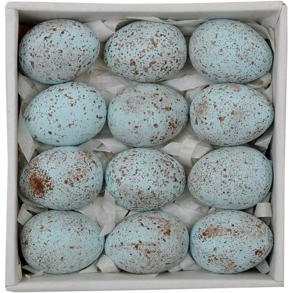 Creative CoOp Boxed Set of 12 Blue Speckled Ceramic Robin Eggs