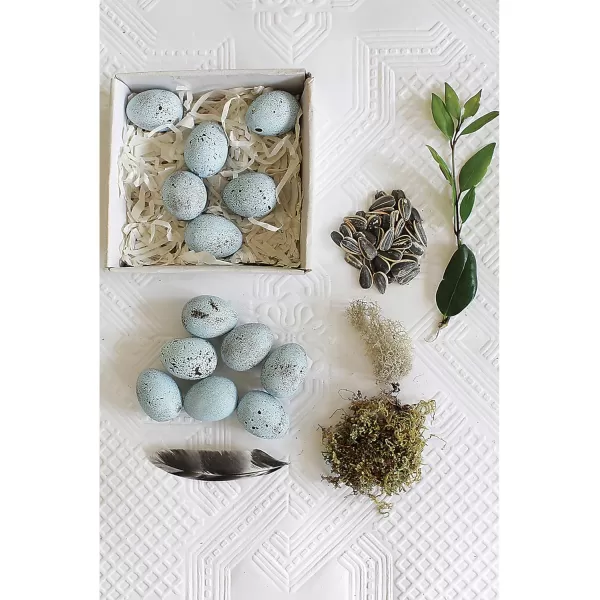 Creative CoOp Boxed Set of 12 Blue Speckled Ceramic Robin Eggs