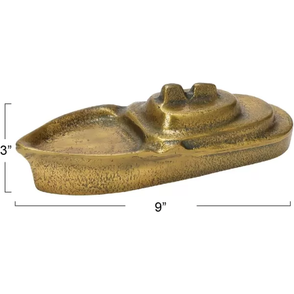 Creative CoOp Cast Aluminum Boat Antique Gold Finish Decorative Accents 9quot L x 3quot W x 3quot H