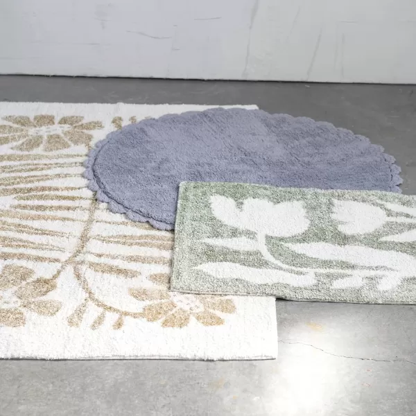 Creative CoOp Cotton Tufted Crocheted and Scalloped Trim Grey Rugs 36quot L x 36quot W x 1quot H